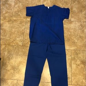 Scrubs short sleeved top/long pants.